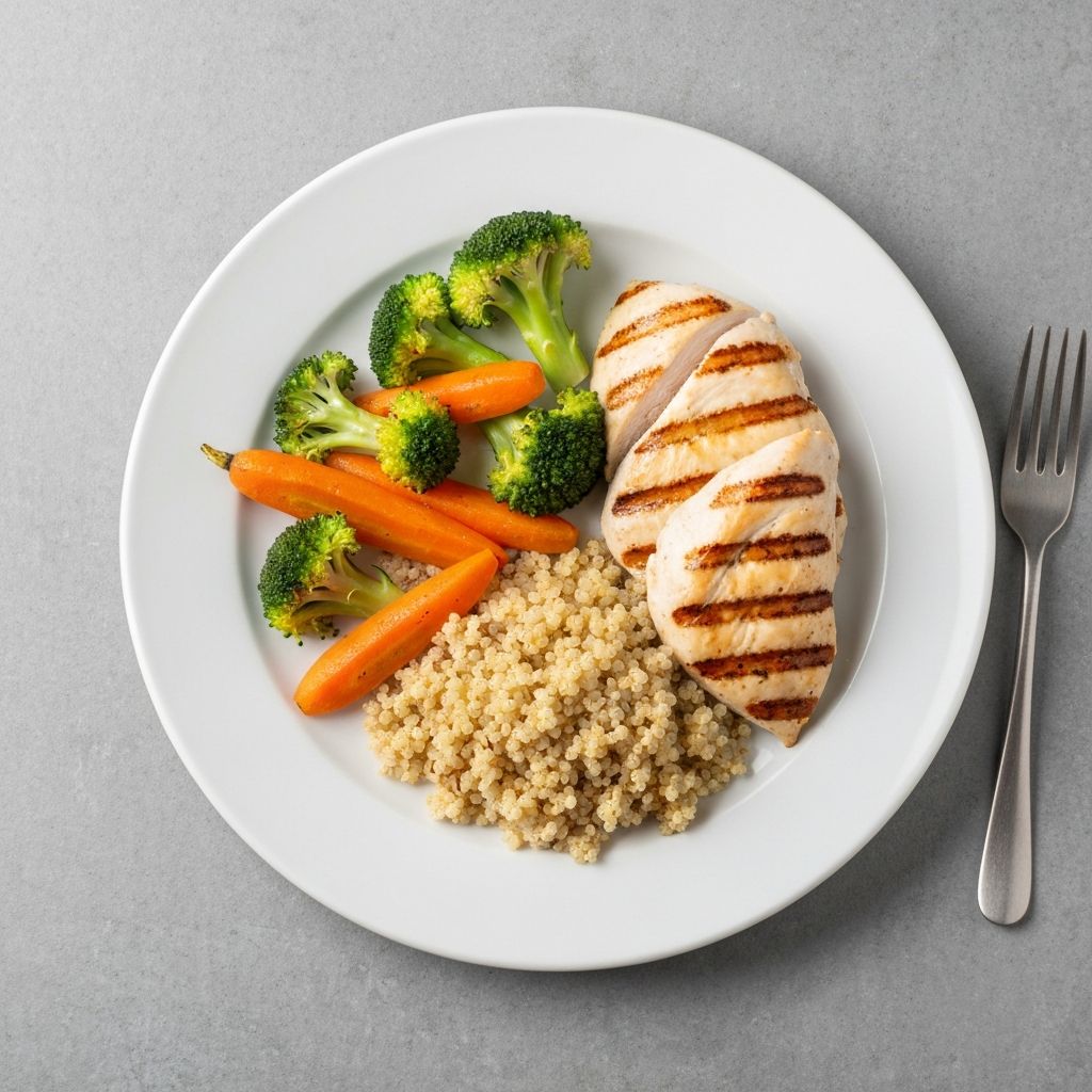 Professionelle Mahlzeit mit Gemüse und Protein